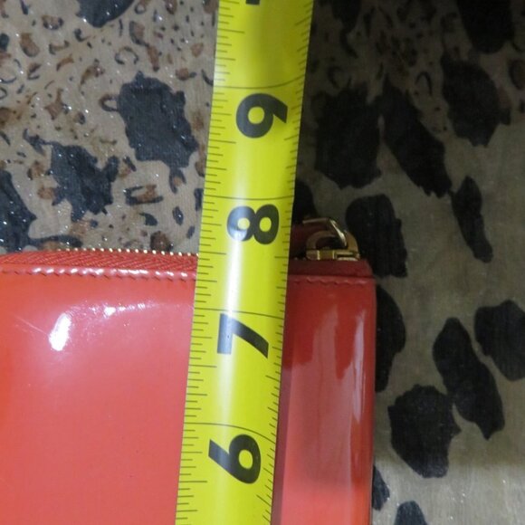 MIU MIU Prada Orange Italian Patent Leather Italian Long Wallet Full Zip Bow GUC - Picture 8 of 12